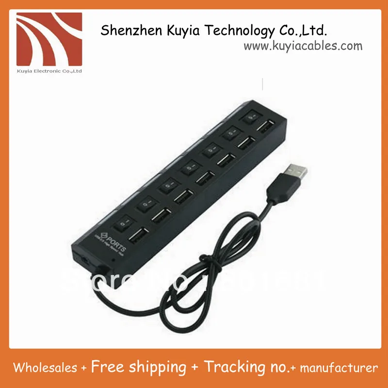 

KUYiA Free shipping+Black 7 Port USB 2.0 High Speed HUB ON/OFF Sharing Switch 7 port
