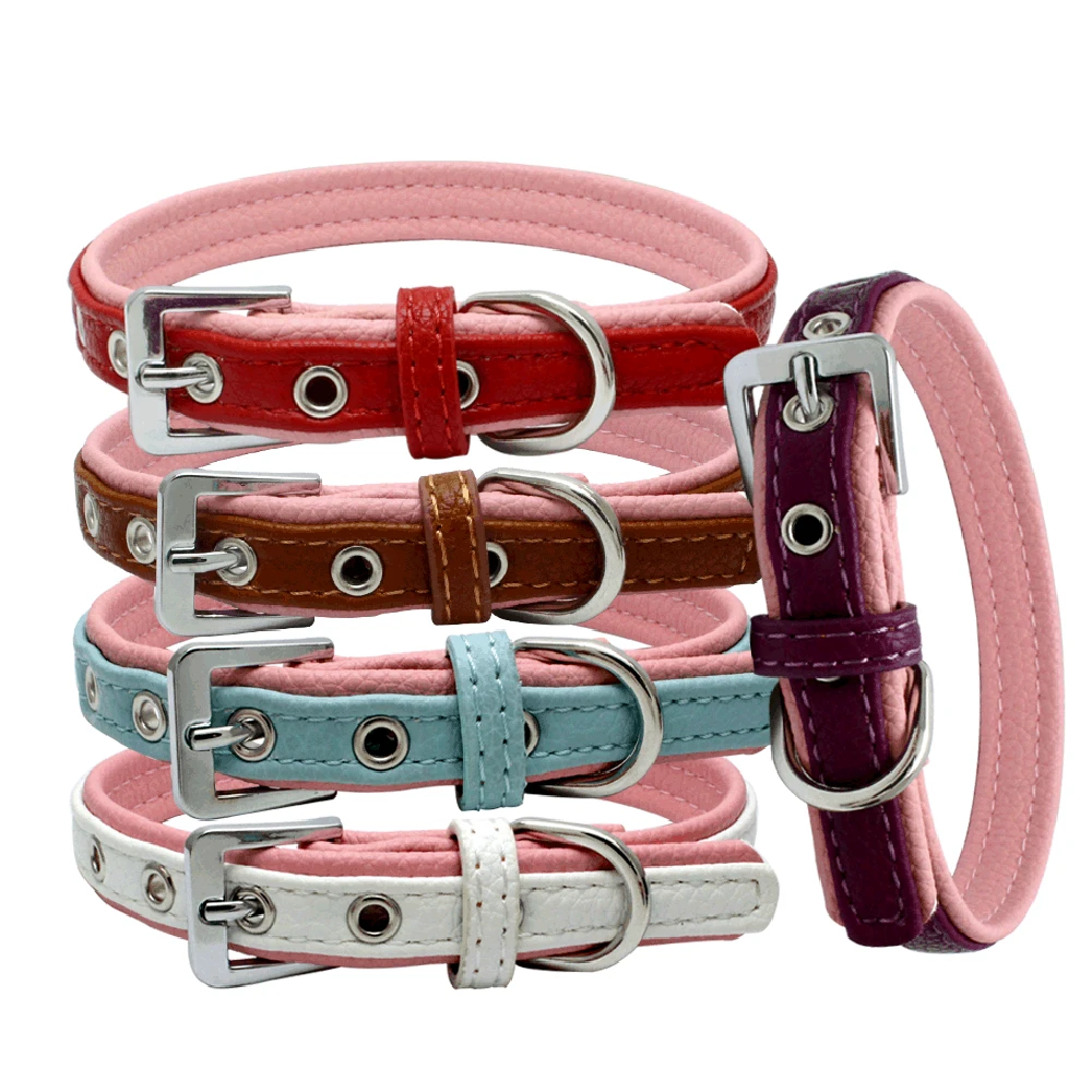 New Arrival Adjustable Breakaway Solid Leather Pet Cat Puppy Perro Collar Or Necklace In Dog Accessories | Дом и сад