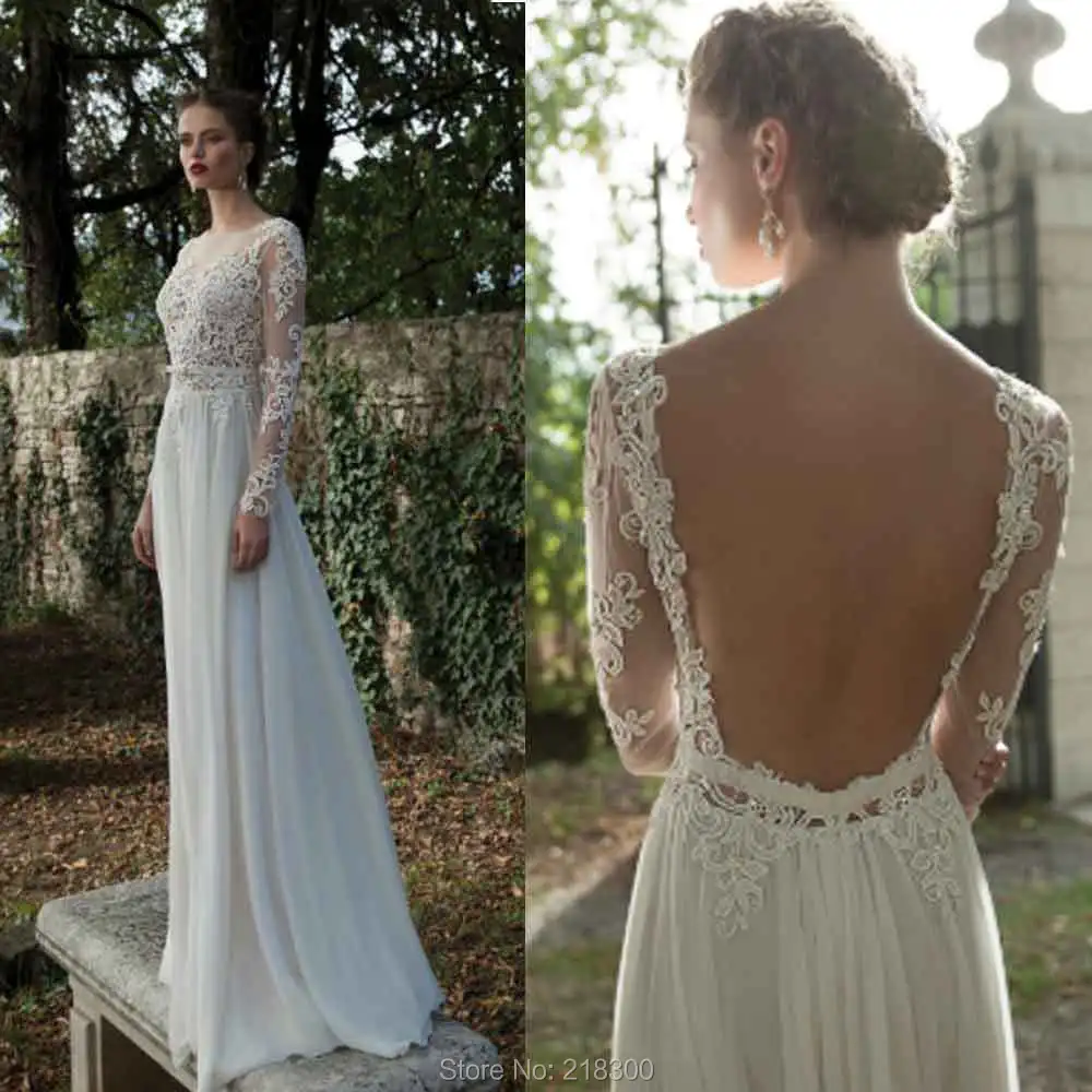 Compare Prices On Backless Long Sleeve Lace Wedding Backless Long Sleeve Lace Open Back Beach Wedding Destination Bridal Gown China
