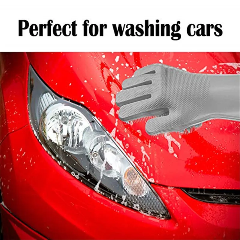 Magic Silicone Scrubber Rubber Cleaning Gloves Kitchen Accessories Dishwashing Scrubbing Gloves Tools for Cleaning Car Pet Brush19