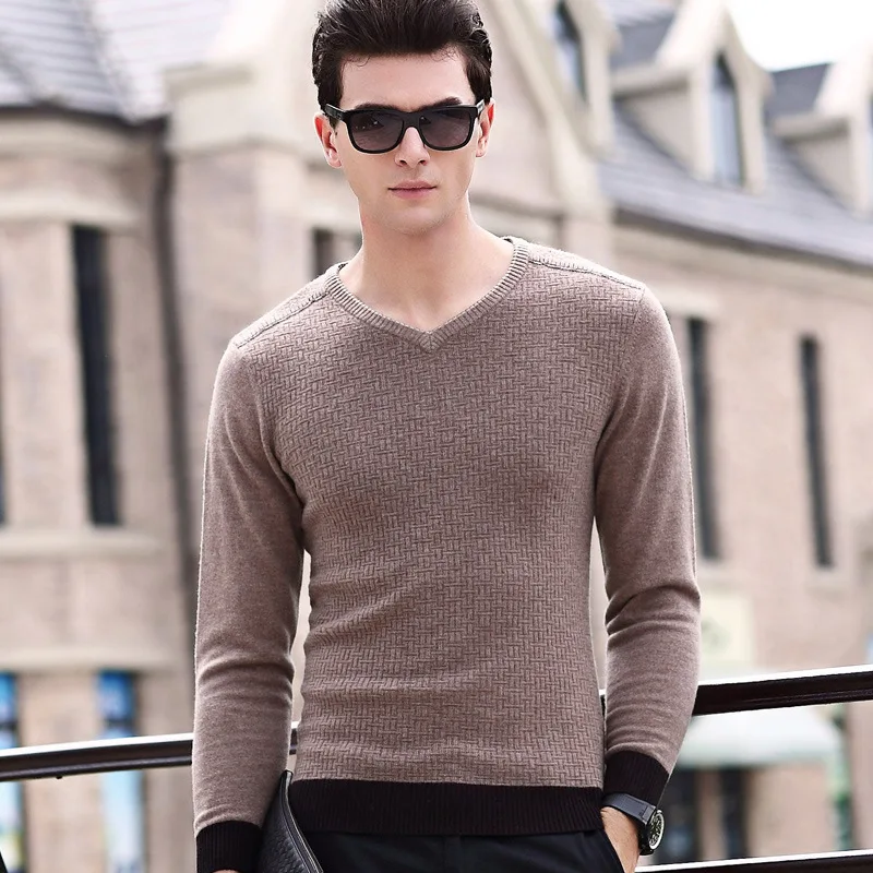 Pullover Men Knitwear 100% Wool Spring Mens Sweater Pullovers Male