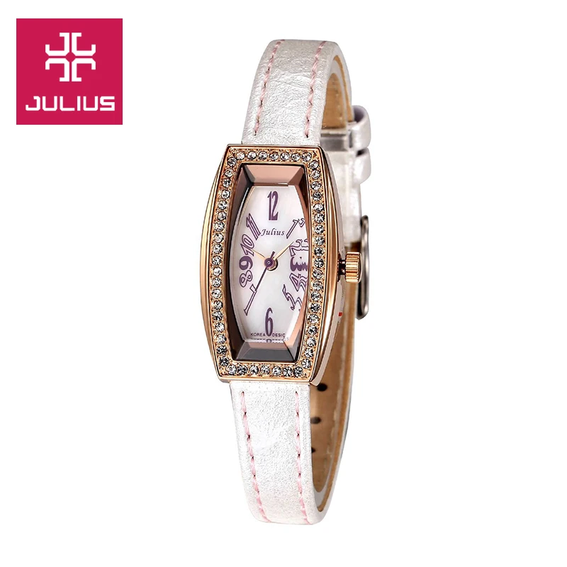 Julius Lady Women s Wrist Watch Quartz Hours Best Fashion Dress Rhinestone Bracelet Multi color Leather