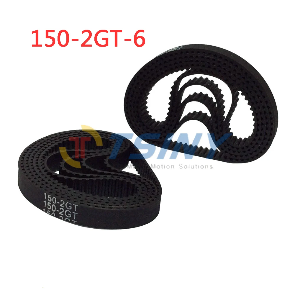 

10 pcs/ lot GT2 Timing Belt Rubber 2GT Length 150 mm Width 6mm 75 Teeth with machine drive belt loop