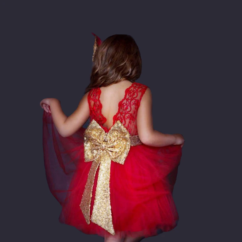 Детская одежда для девочек с цветочным узором для девочек торжественные платья Красный невесты летнее платье с большим бантом Vestido batizado Ropa Bebe для девочек Robe Bebe - Цвет: Red