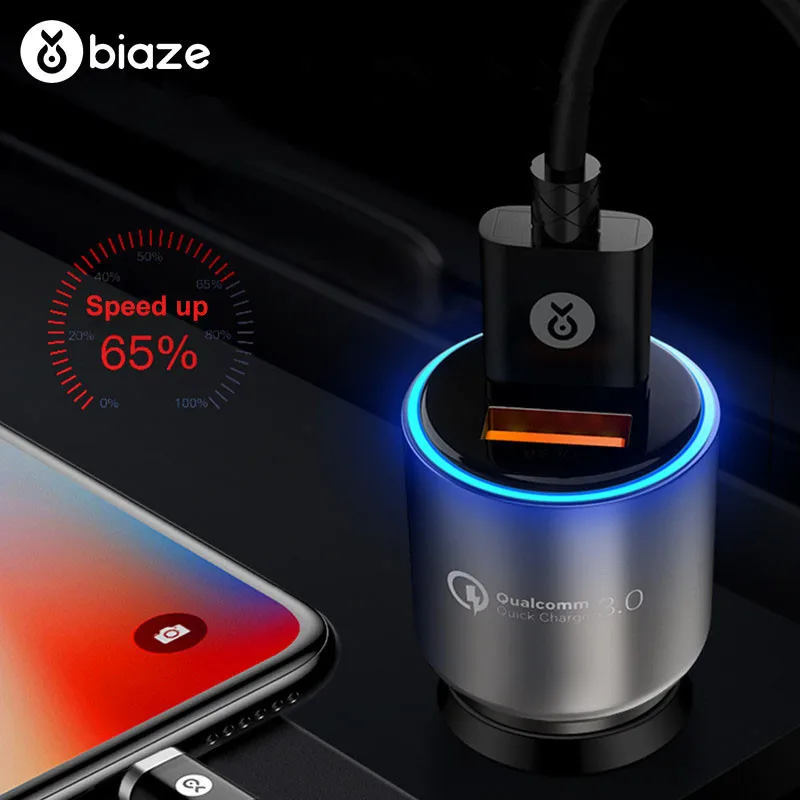 Biaze 2.4A + QC 3.0 Quick Charge Car Charger For iPhone X XS 7 8 6 6s Plus Fast Charger Mobile Phone Quick Car-Charger Dual USB Biaze 2.4A + QC 3.0 Quick Charge Car Charger For iPhone X XS 7 8 6 6s Plus Fast Charger Mobile Phone Quick Car-Charger Dual USB