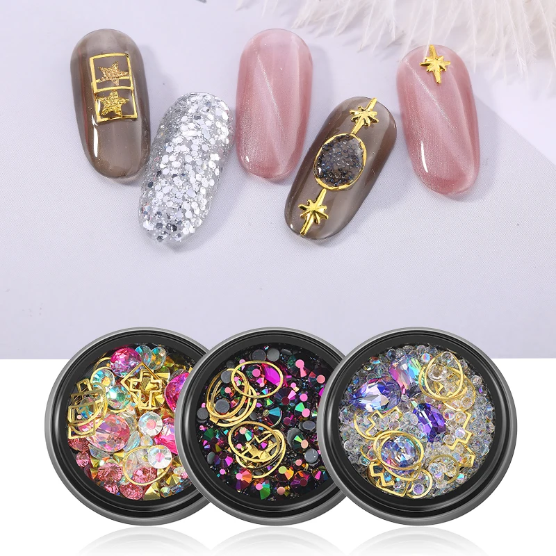 MORDDA 12 Style Crystals Mix Rhinestone Decoration For Nails Design Crystal Nails Art Decorations 3D Nail Jewelry For Manicurea