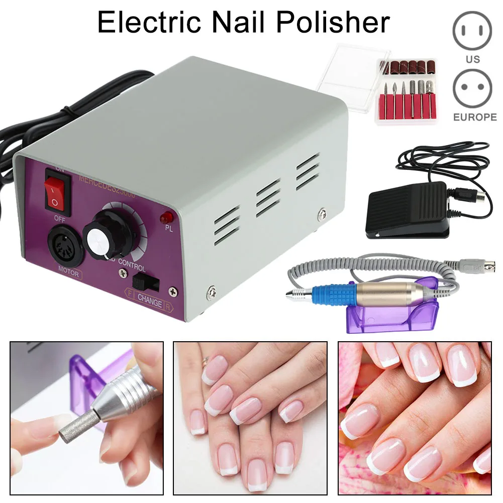 

Electric Nail Art Machine Kit US/EU 25000 RPM Drills Bits File Professional Nail Beauty Grinding Manicure Pedicure Tool Set