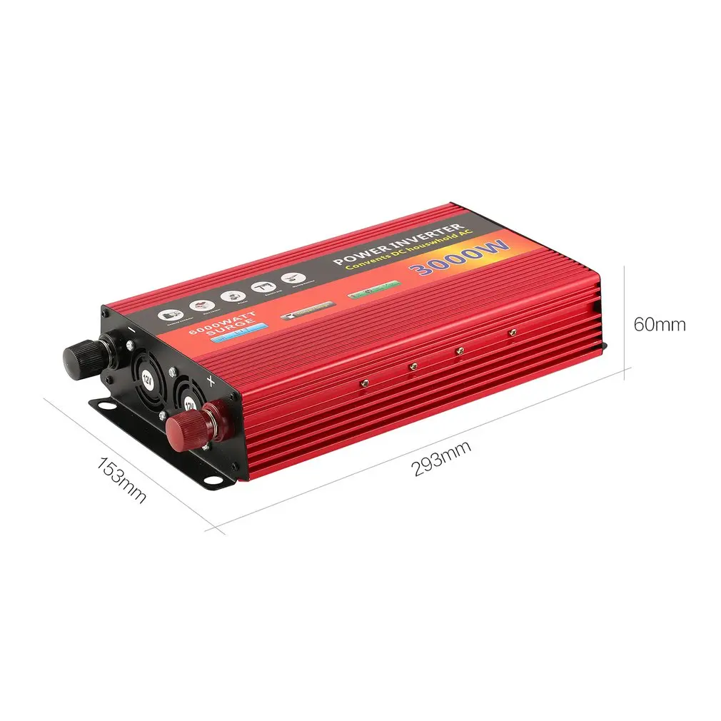 Новый 3000 W солнечной домашний инвертор Напряжение трансформатор Чистая синусоида Мощность инвертор DC12V в переменное 220 V конвертер Зарядное