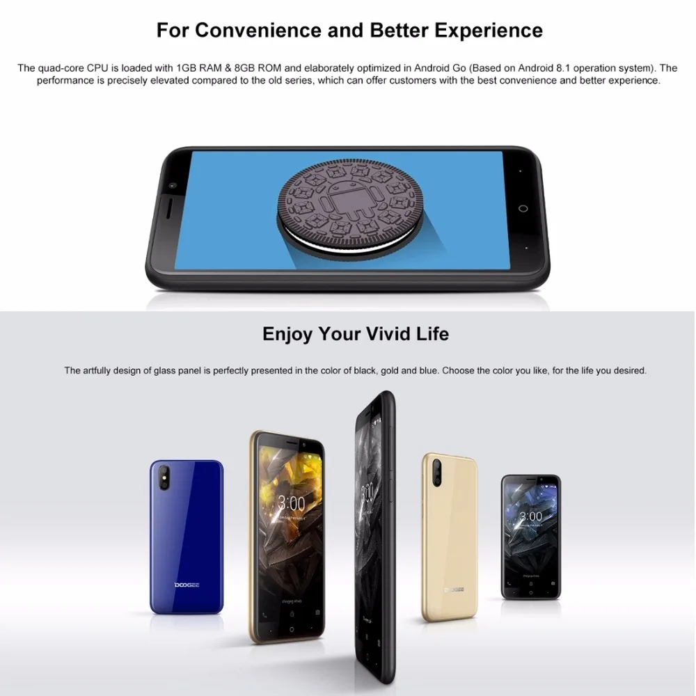 DOOGEE X50 5 0 &quotтелефона MTK6580M 4 ядра 1 ГБ Оперативная память 8 Встроенная 5MP двойной
