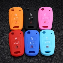 6 Colors Silicone Key Holder Shell Cover fit for Kia RIO K2 K5 for Hyundai i20 i30 i35 iX20 iX35 3 button Fold Remote Key Case