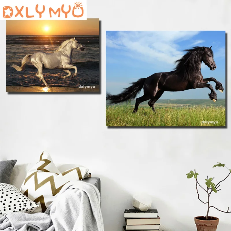 

3d Diy diamond painting horse picture mosaic 5d cross stitch full square diamond embroidery kits animal painting home decor