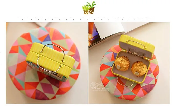 1 лот = 12 шт.! Новая модель ретро чемодан креативные жестяные коробки для конфет/железная Подарочная коробка для монет