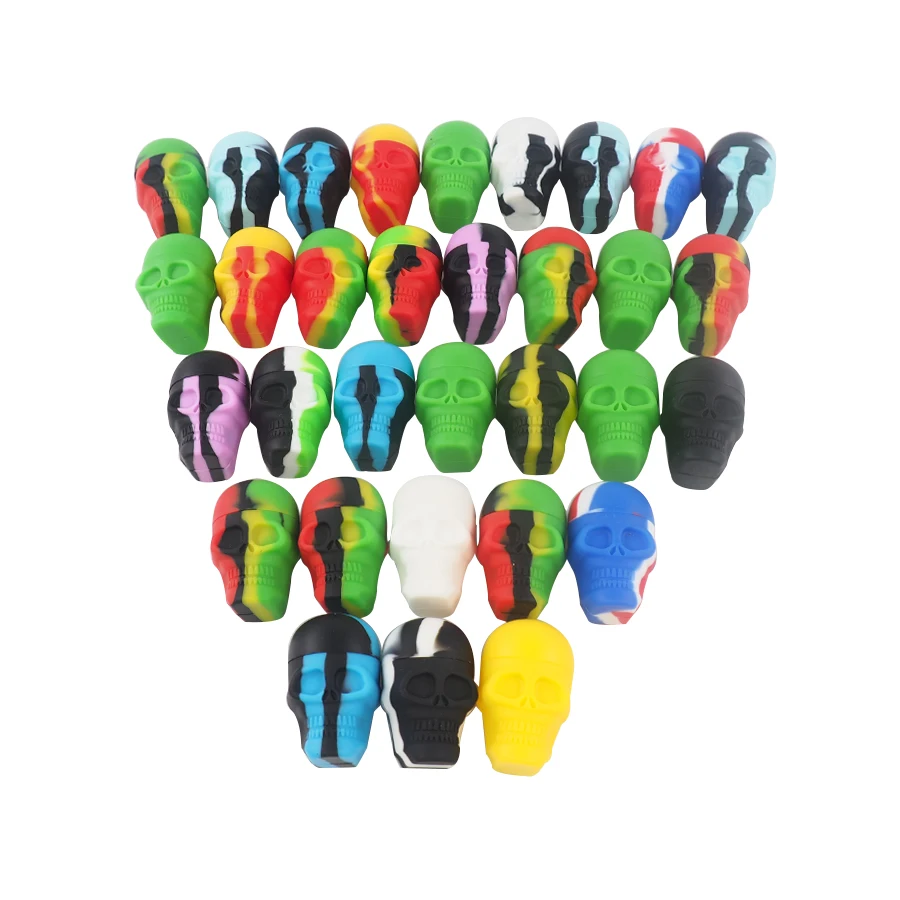 

15ml Silicone Non-stick Skull Shape Wax Container Heat Resistant Multi Use Storage Oil Jar Multicolor for Electronic cigarette