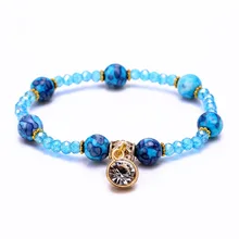 Натуральных камней очарование Браслеты с золотой короной Howlite лавы бисер Для мужчин Браслеты Для женщин Обёрточная бумага аксессуары и украшения подарок для пары