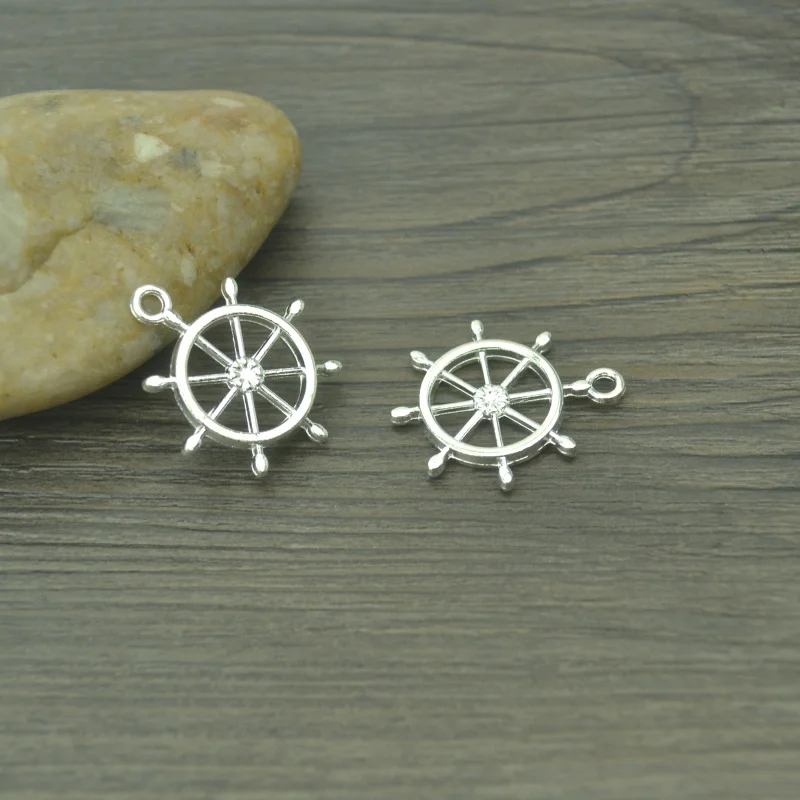 

13 pcs Fashion charms metal rudder pendant diy jewelry necklace 4117B