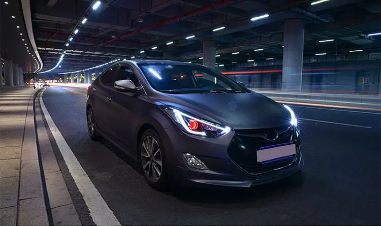 Автомобильный Стайлинг для hyundai Elantra MD светодиодный головной светильник в сборе 2013- Головной фонарь светодиодный H7 с комплектом hid светодиод дневного света 2 шт