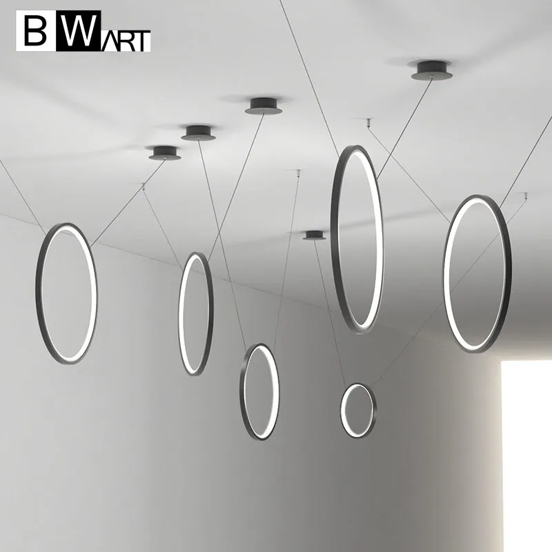 BWART, современный светодиодный светильник, для интерьера, дизайн, инженерный, свободный, подвесной, алюминиевый, светодиодный, кольцевая люстра, лампа, круглые огни