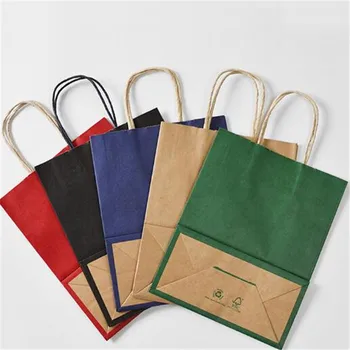 

Paper Bags With Handles Sweet Colorful Favors Shops Gifts Wedding Party Decoration Packaging Christmas Bags 10Pcs/Set