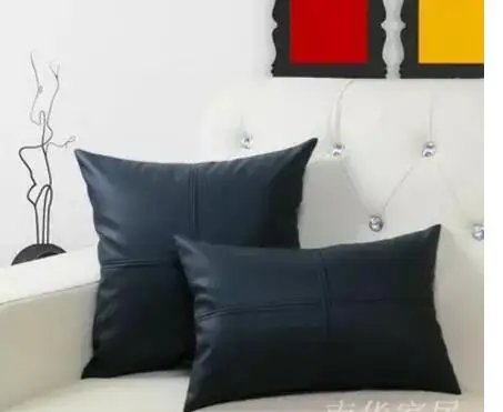 

black color PU leather cushion cover waterproof pillowcase lumbar pillow cover indoor case for waist pillow
