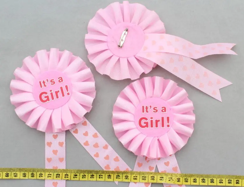 

30pcs handmade Satin Ribbon Fabric Badge for new baby/mom/dad applique brooch it's a Girl