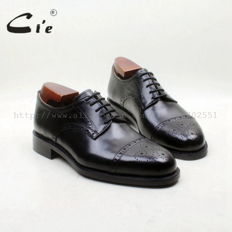 cie Free Shipping Bespoke Handmade Round Cap Toe Carved Hole Derby font b Shoes b font
