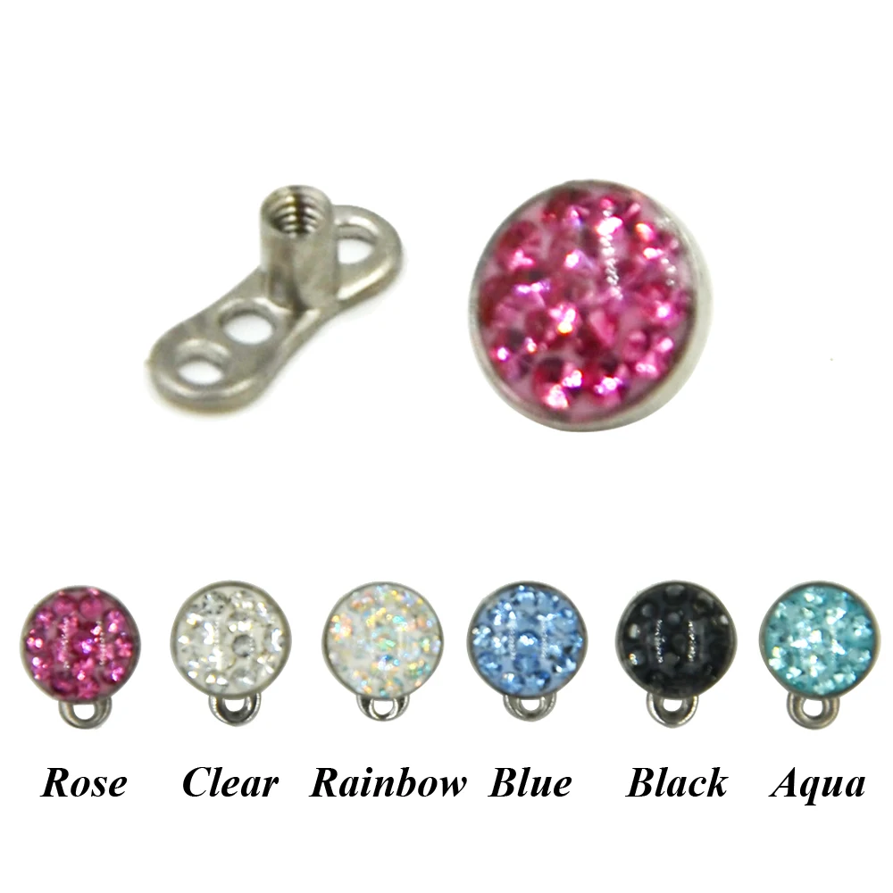Buy Titanium Epoxy CZ Crystal Top Dermal Anchor Skin Diver Implants Body