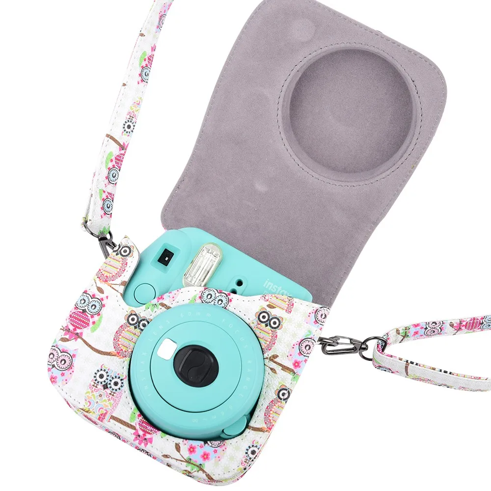 Fujifilm instax mini camera Case - Pu Leather Instax Mini 8 Camera Bag - Instax Mini 8 Case with Shoulder Strap Pocket 
