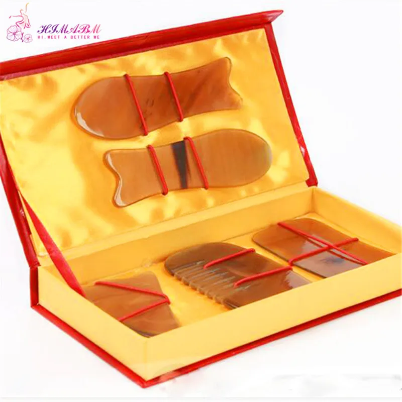 HIMABM Natural horn scraping board ox horn massage guasha board font b beauty b font face