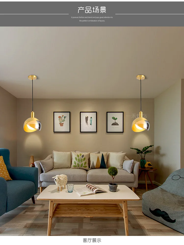 Скандинавская Роскошная маленькая Подвесная лампа для гостиной, простой американский стиль, подвесное освещение, пост-современная спальня, ресторан, Подвесная лампа