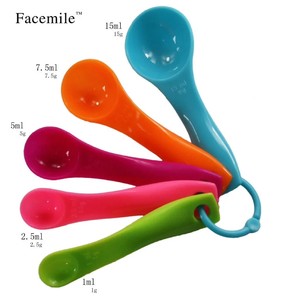Download 5pcs/set Kitchen Classic Plastic Colorful Measuring Spoons Set Contains Teaspoons Sugar Cake ...
