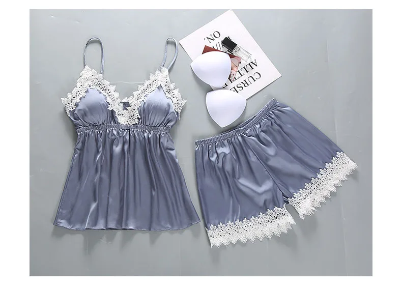 Queenral 4PCS Pajamas Set Satin Sleepwear Female With Chest Pads Long Sleeve Summer Home Clothing Pijama Nightwear Robe Pyjamas 88