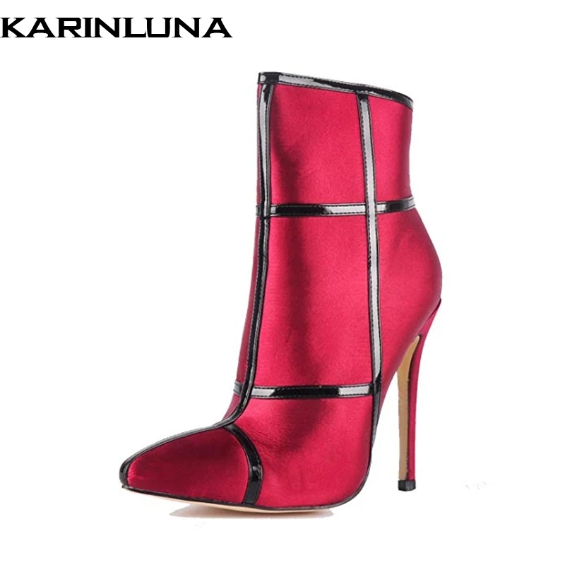 

Karinluna 2019 plus size 45 brand design party prom boots Shoes Woman sexy thin High Heels Women's shoes Ankle boots
