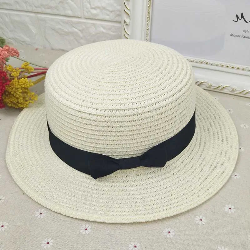 Женская летняя модная повседневная Милая бантик-узел невыгорающий универсальные дышащие шляпа для путешествия пляжная кепка - Цвет: Белый