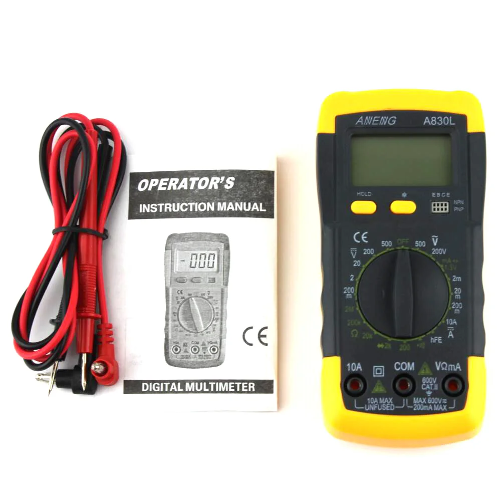 

Digital Multimeter DC AC Ammeter Voltmeter Tester Meter LCD Electric Handheld Digital Multimetro Ammeter Multitester A830L