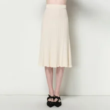 Новая весенняя трикотажная плиссированная юбка средней длины