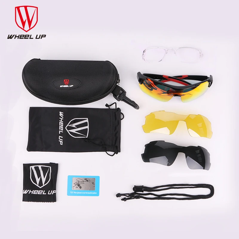 WHEEL UP MTB Cycling Glasses 3 Lens UV400 Cycling Eyewear Men Women Waterproof Coating Aerodynamic Bicycle Polarized Sunglasses