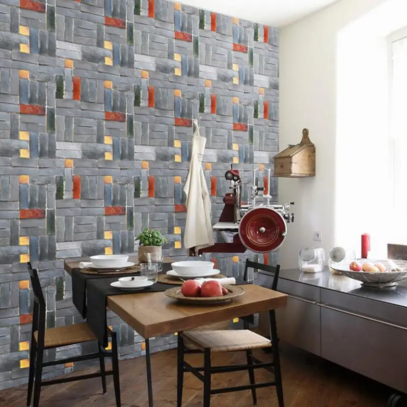 Self Adhesive 3d Brick Stone Wallpaper diy PVC Kitchen Wall Paper