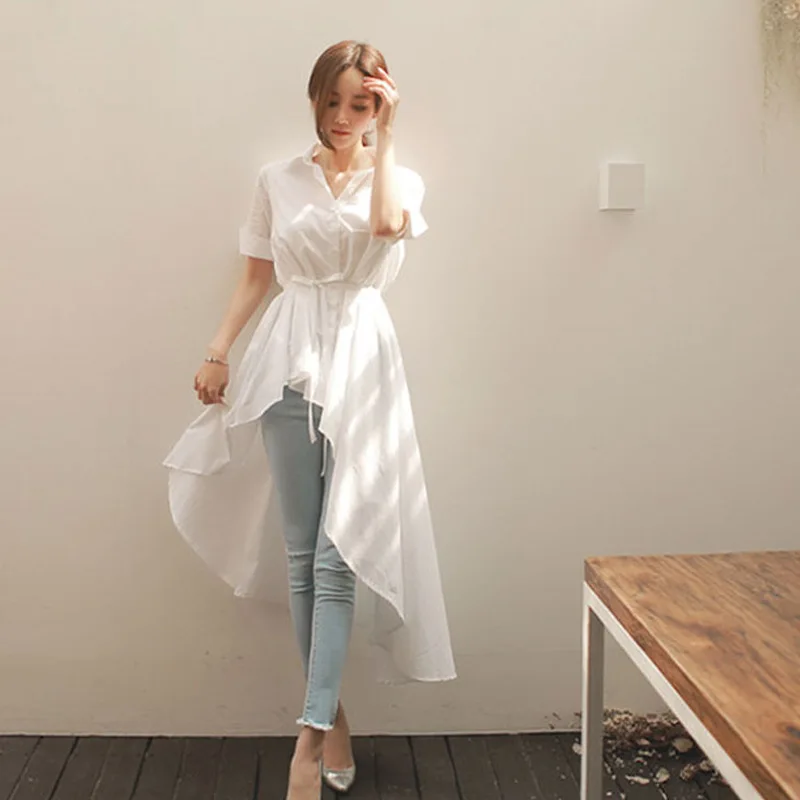 Autumn New Girls Wild Dovetail Stripes Fashion Solid Color Shirt Dress Tide