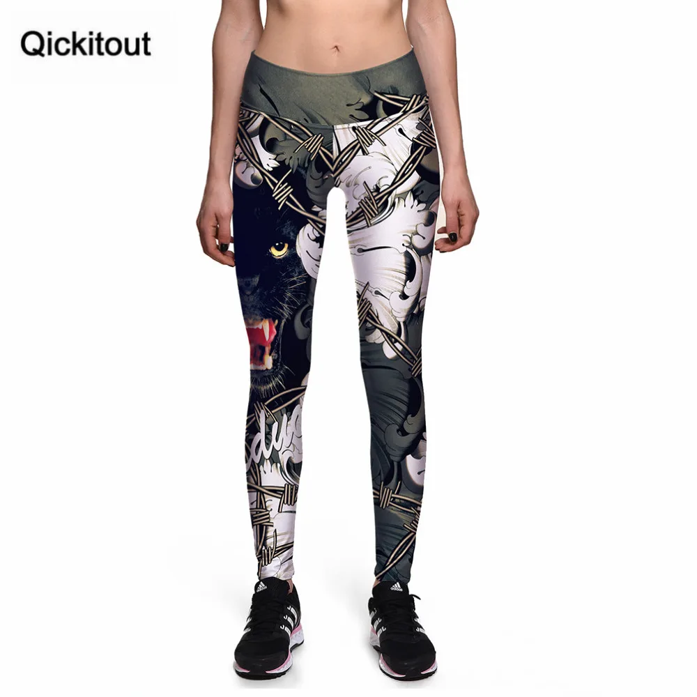 

Qickitout Leggings 2016 New Style New Fitness Digital Print Leggings Women Sexy Cartoon Wolf Leggings Casual Punk Pants