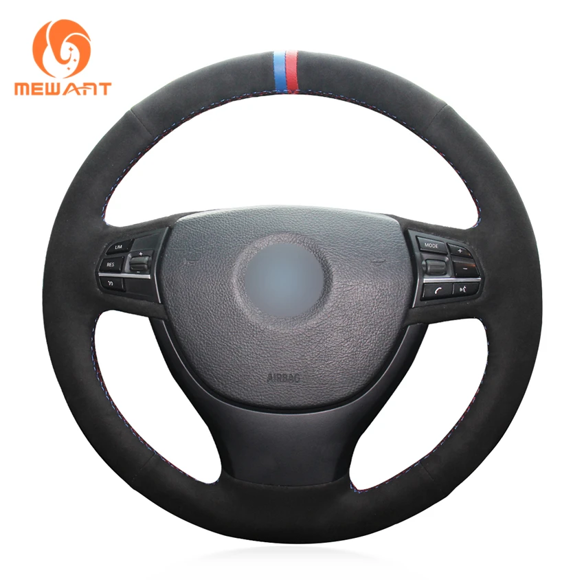 buy MEWANT Hand Sew Wrap Black Suede Car Steering Wheel Cover for BMW F10 F07 (GT) 2009 2017 F11 (Touring) 2010 2017
