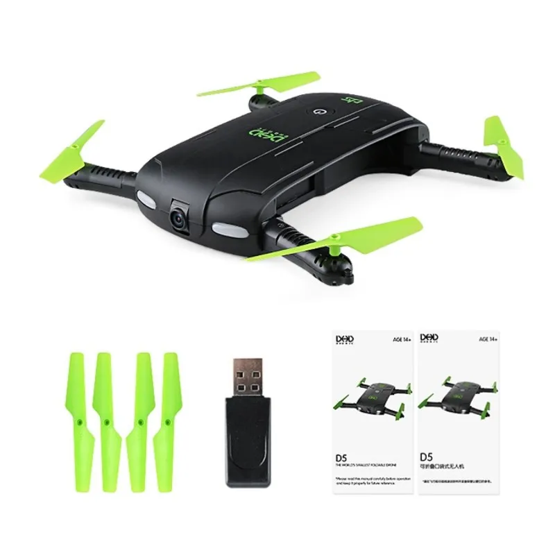 

DHD D5 Mini Foldable RC Pocket Quadcopter 2.4GHz Wireless Remote Control BNF WiFi FPV 0.3MP Camera / G-sensor Mode / Waypoints