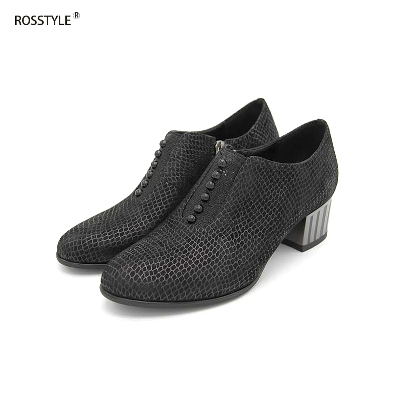 Pumps Rosstyle Zipper Paw Weiche Schuhe Echtes Elegant High Handmade Shoesc4 Frauen SchwarzBlau Fretwork Heel Leder Kappe Runde wlZTXukOPi