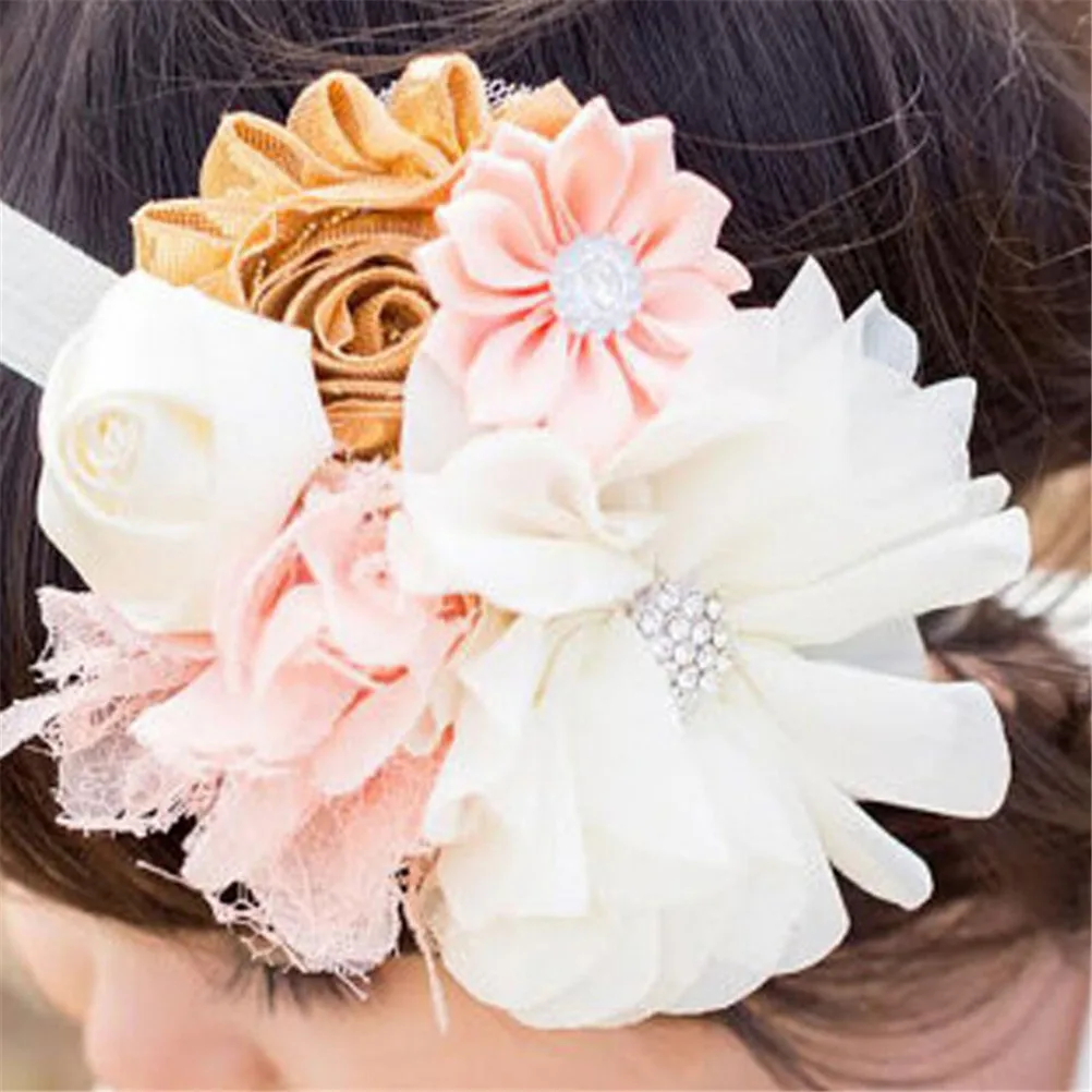 Head Bands for Girls Flower Lace Rhinestone Headband Girl Cute Elastic