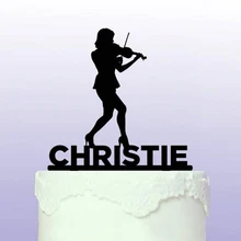 Изготовленное на заказ имя свадьба/украшение для именинного торта, скрипач женский Топпер торта, уникальный Топпер торта, как подарок для свадьбы/дня рождения партии