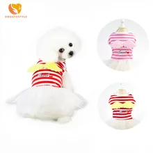 DOGGYZSTYLE New Summer Design Lace Skirt Pet Dog Dress Clothes Princess Angel Striped Dress For Small Dogs Chihuahua