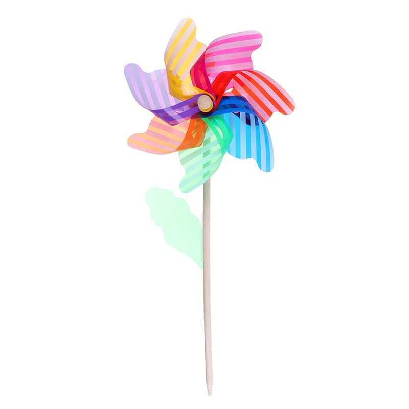 High Quality 1Pc 24cm Beautiful Wood Garden Yard Party Windmill Wind Spinner Ornament Decoration Kids Toys