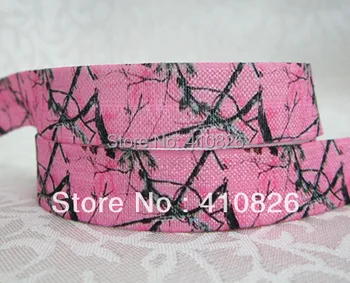

Q&N ribbon wholesale/OEM 5/8inch 814003 Pink Flower folded over elastic FOE webbing ribbon 50yds/roll free shipping