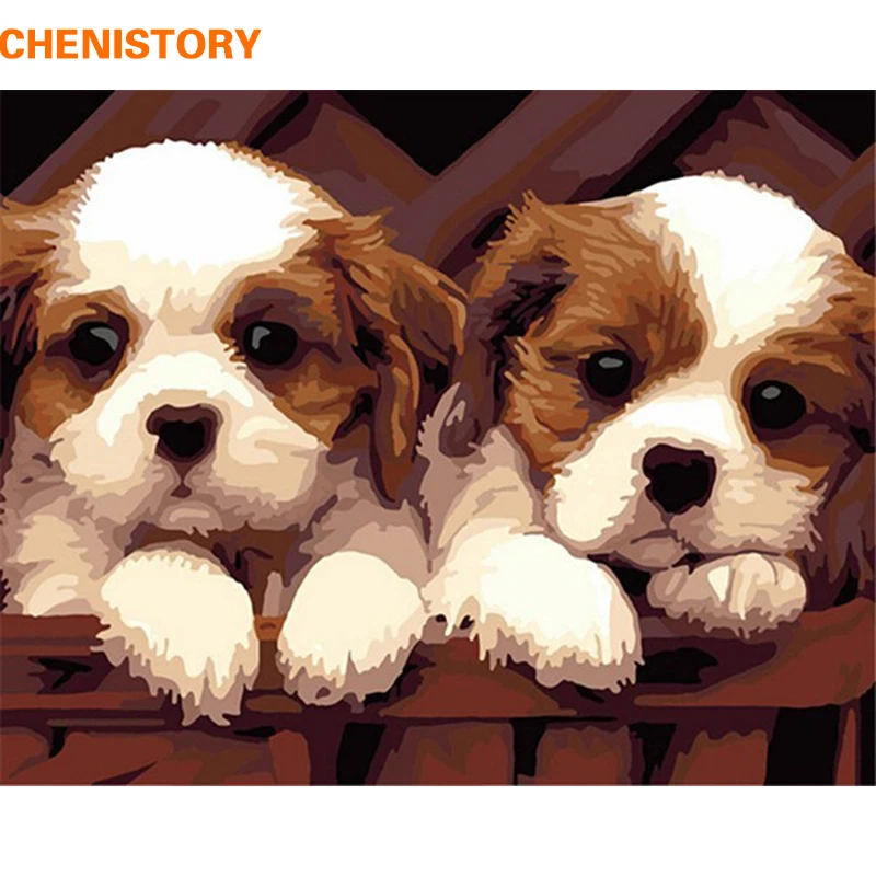 CHENISTORY Double Of Dogs DIY Цифровая живопись по номерам наборы Акриловая Краска на холсте с