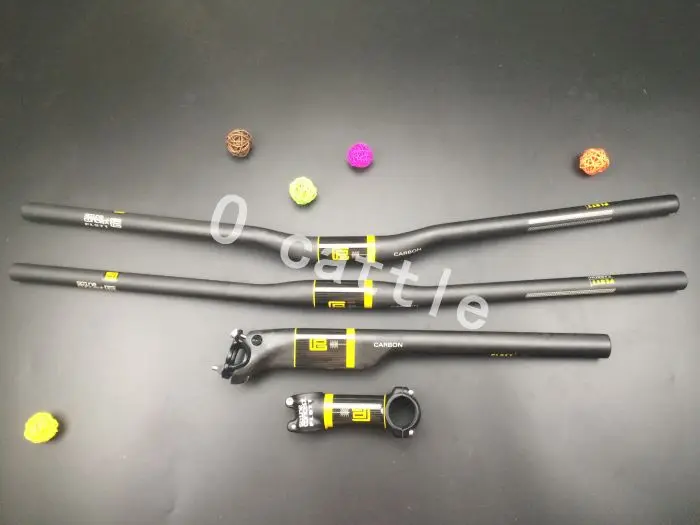 

Smile PLATT Full Carbon Fiber Bicycle Handlebar Kit From 3k Riser Flat Handlebar + stem + seatpost MTB MTB Bicicleta Bike Parts