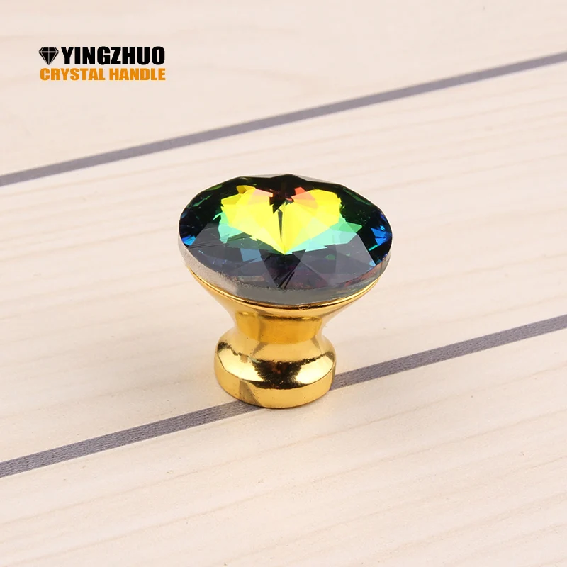 2018 ٪ العلامة التجارية الجديدة أعلى جودة 10 قطع 30 ملليمتر قاعدة ذهبية مقبض المقابض الكريستال الزجاج خزانة خزانة مجلس الوزراء درج الباب المطبخ